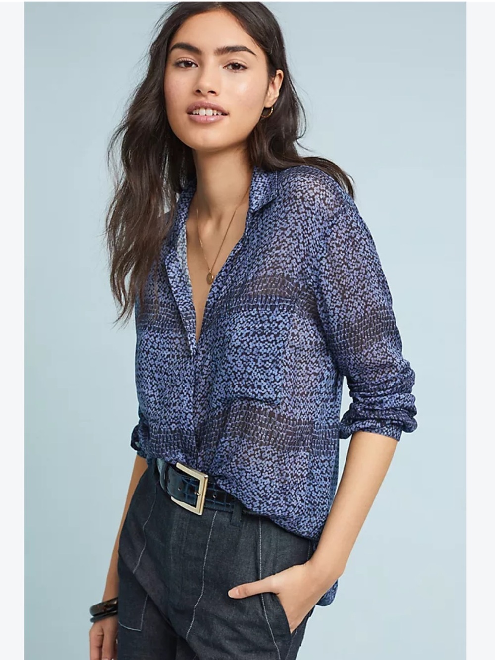 Anthropologie Cloth & Stone Tiffany Buttondown Size Large